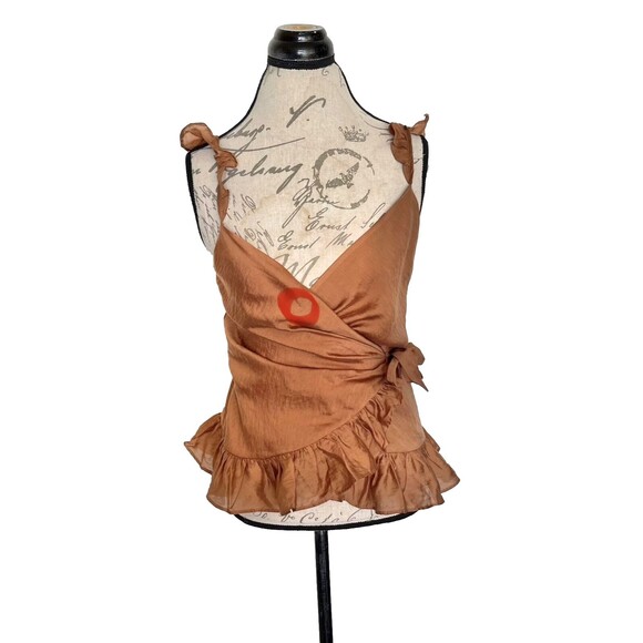 Express Womens Blouse Sz Small Wrap Ruffle Boho Cottagecore Fairycore Cottage - Picture 12 of 15